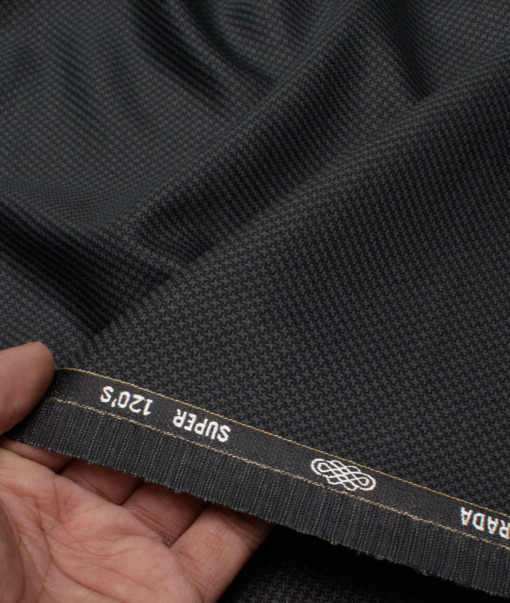 Luigi Bernardo Italy Men's 35% Wool Super 120's Structured  Unstitched Suiting Fabric (Dark Grey).