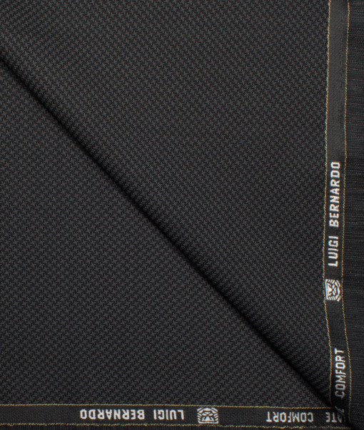 Luigi Bernardo Italy Men's 35% Wool Super 120's Structured  Unstitched Suiting Fabric (Dark Grey).