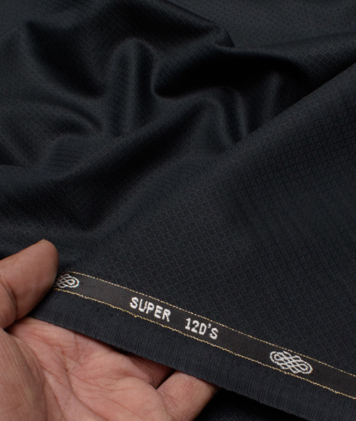 Luigi Bernardo Italy Men's 35% Wool Super 120's Structured  Unstitched Suiting Fabric (Dark Navy Blue).