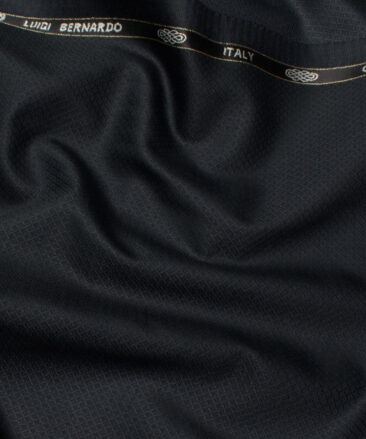 Luigi Bernardo Italy Men's 35% Wool Super 120's Structured  Unstitched Suiting Fabric (Dark Navy Blue).