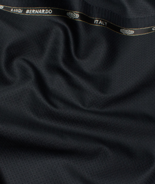 Luigi Bernardo Italy Men's 35% Wool Super 120's Structured  Unstitched Suiting Fabric (Dark Navy Blue).