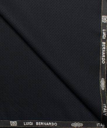 Luigi Bernardo Italy Men's 35% Wool Super 120's Structured  Unstitched Suiting Fabric (Dark Navy Blue).