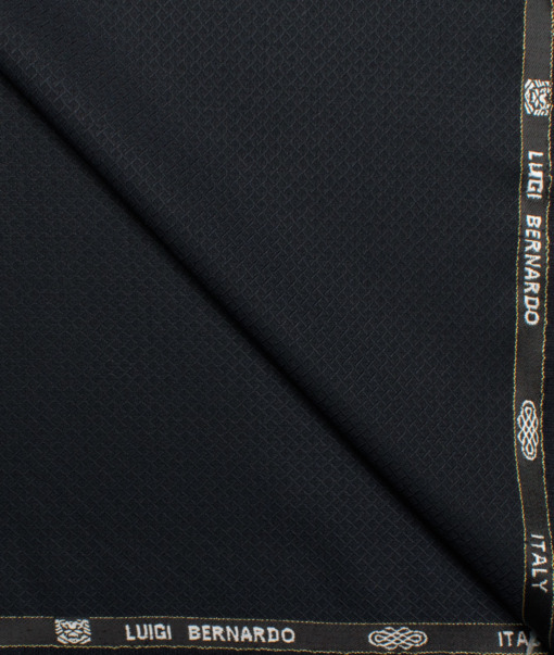 Luigi Bernardo Italy Men's 35% Wool Super 120's Structured  Unstitched Suiting Fabric (Dark Navy Blue).