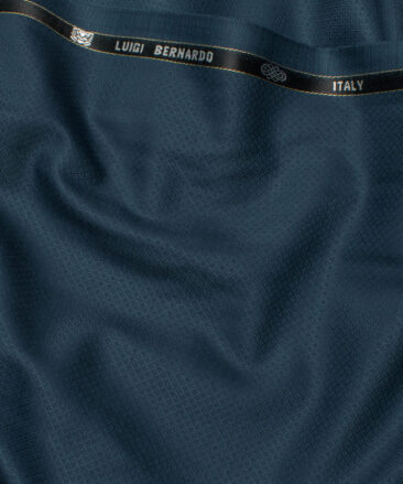 Luigi Bernardo Italy Men's 35% Wool Super 120's Structured  Unstitched Suiting Fabric (Dark Peacock Blue).