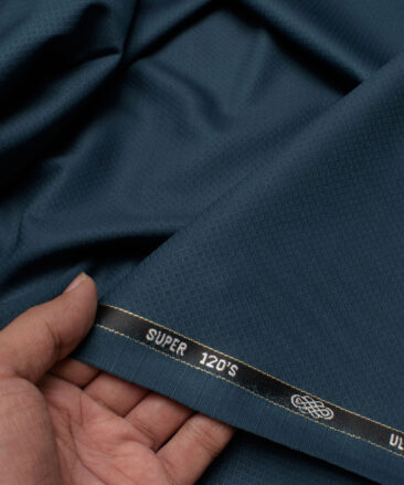 Luigi Bernardo Italy Men's 35% Wool Super 120's Structured  Unstitched Suiting Fabric (Dark Peacock Blue).