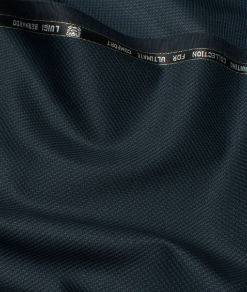 Luigi Bernardo Italy Men's 35% Wool Super 120's Structured  Unstitched Suiting Fabric (Dark Peacock Blue).