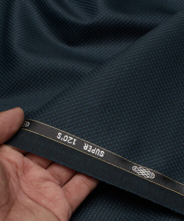 Luigi Bernardo Italy Men's 35% Wool Super 120's Structured  Unstitched Suiting Fabric (Dark Peacock Blue).