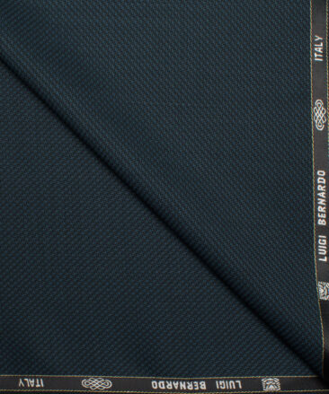 Luigi Bernardo Italy Men's 35% Wool Super 120's Structured  Unstitched Suiting Fabric (Dark Peacock Blue).