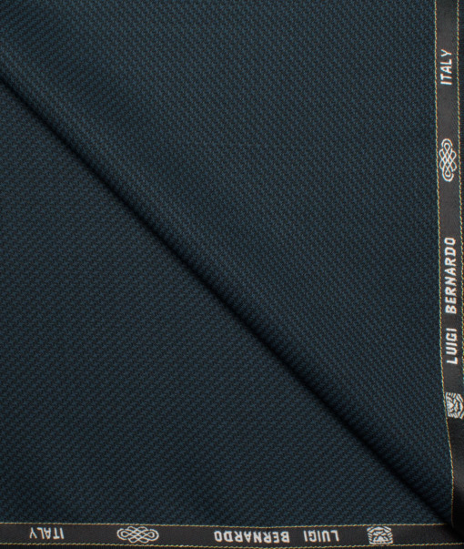 Luigi Bernardo Italy Men's 35% Wool Super 120's Structured  Unstitched Suiting Fabric (Dark Peacock Blue).