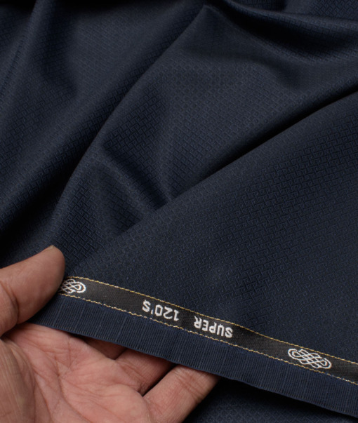 Luigi Bernardo Italy Men's 35% Wool Super 120's Structured  Unstitched Suiting Fabric (Dark Royal Blue).