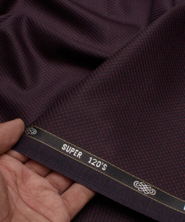 Luigi Bernardo Italy Men's 35% Wool Super 120's Structured  Unstitched Suiting Fabric (Dark Wine).