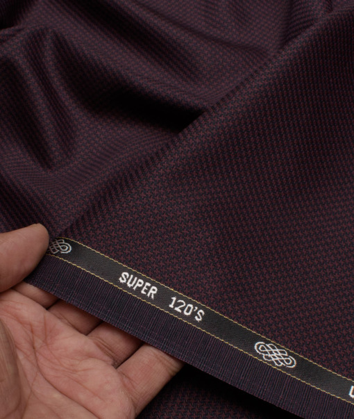 Luigi Bernardo Italy Men's 35% Wool Super 120's Structured  Unstitched Suiting Fabric (Dark Wine).