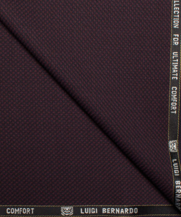 Luigi Bernardo Italy Men's 35% Wool Super 120's Structured  Unstitched Suiting Fabric (Dark Wine).