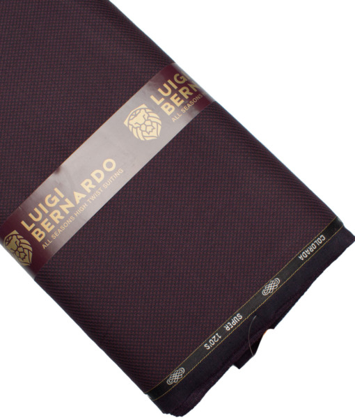 Luigi Bernardo Italy Men's 35% Wool Super 120's Structured  Unstitched Suiting Fabric (Dark Wine) - Image 5