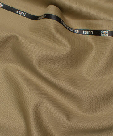 Luigi Bernardo Italy Men's 35% Wool Super 120's Structured  Unstitched Suiting Fabric (Khakhi Brown).