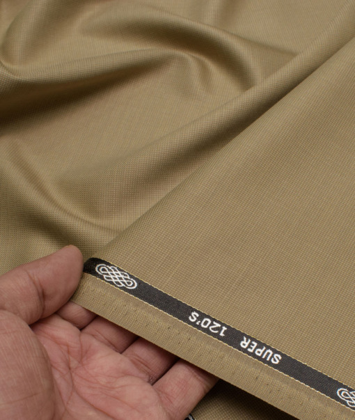 Luigi Bernardo Italy Men's 35% Wool Super 120's Structured  Unstitched Suiting Fabric (Khakhi Brown).