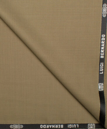 Luigi Bernardo Italy Men's 35% Wool Super 120's Structured  Unstitched Suiting Fabric (Khakhi Brown).