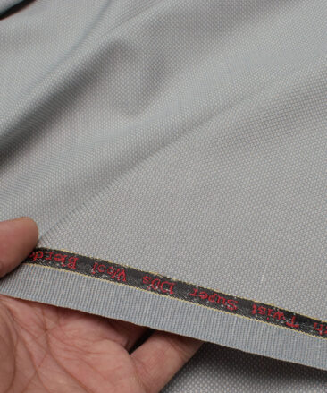 Luigi Bernardo Italy Men's 30% Wool Super 100's Structured  Unstitched Suiting Fabric (Light Grey).