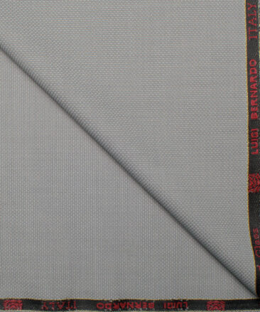 Luigi Bernardo Italy Men's 30% Wool Super 100's Structured  Unstitched Suiting Fabric (Light Grey).