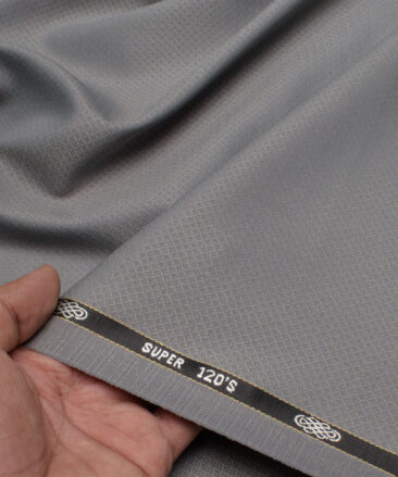 Luigi Bernardo Italy Men's 35% Wool Super 120's Structured  Unstitched Suiting Fabric (Silver Grey).