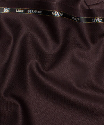 Luigi Bernardo Italy Men's 35% Wool Super 120's Structured  Unstitched Suiting Fabric (Dark Wine).