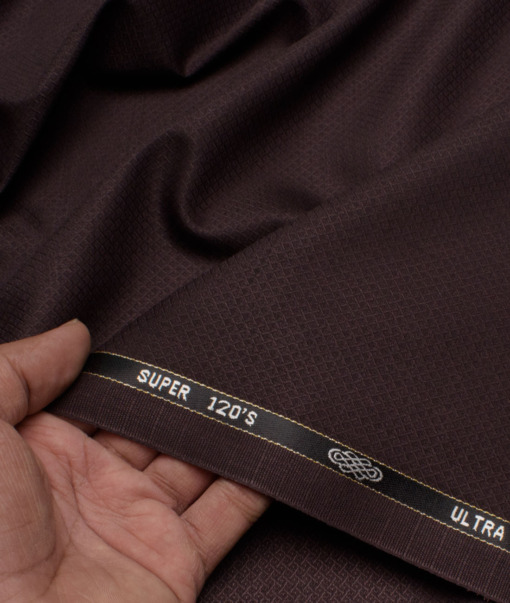 Luigi Bernardo Italy Men's 35% Wool Super 120's Structured  Unstitched Suiting Fabric (Dark Wine).