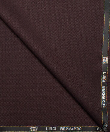 Luigi Bernardo Italy Men's 35% Wool Super 120's Structured  Unstitched Suiting Fabric (Dark Wine).