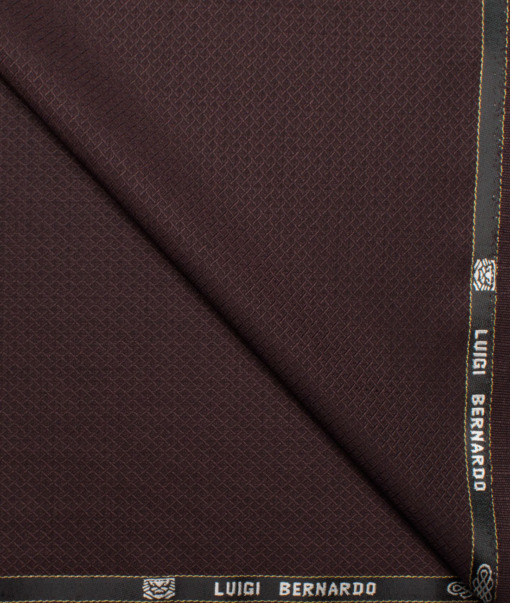 Luigi Bernardo Italy Men's 35% Wool Super 120's Structured  Unstitched Suiting Fabric (Dark Wine).