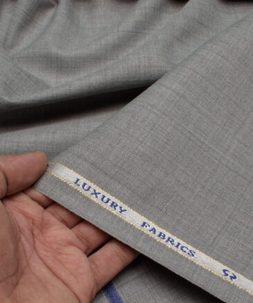 OCM Men's 35% Wool  Checks  Unstitched Suiting Fabric (Light Worsted Grey).