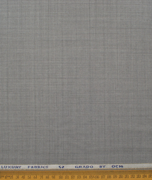 OCM Men's 35% Wool  Checks  Unstitched Suiting Fabric (Light Worsted Grey) - Image 4