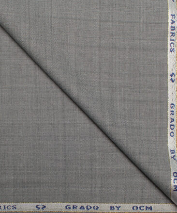 OCM Men's 35% Wool  Checks  Unstitched Suiting Fabric (Light Worsted Grey).