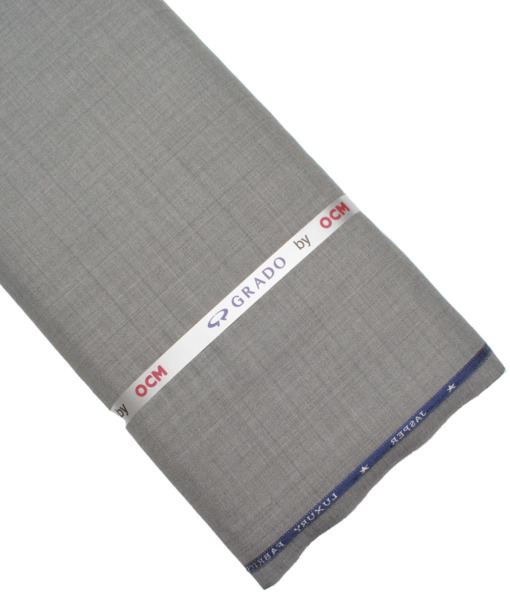 OCM Men's 35% Wool  Checks  Unstitched Suiting Fabric (Light Worsted Grey) - Image 5