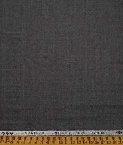 OCM Men's 40% Wool Super 100's Checks  Unstitched Suiting Fabric (Dark Lead Grey) - Image 4