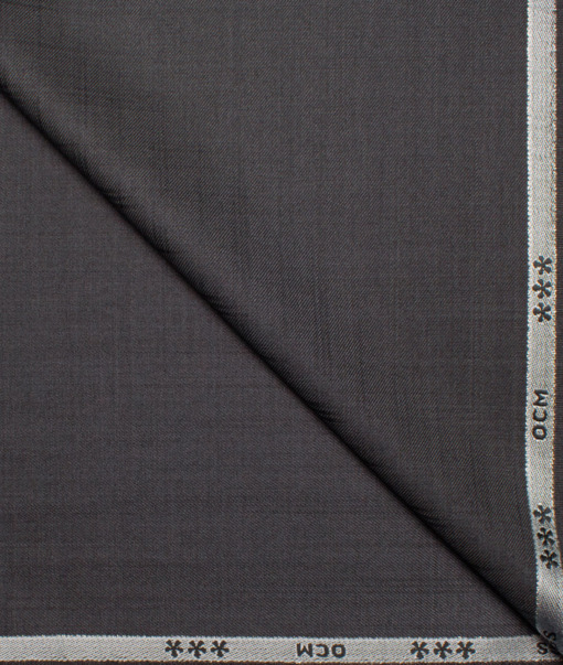 OCM Men's 40% Wool Super 100's Checks  Unstitched Suiting Fabric (Dark Lead Grey).