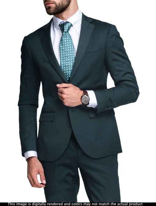 Godstra Men's Terry Rayon  Structured  Unstitched Suiting Fabric (Dark Ocean Green)