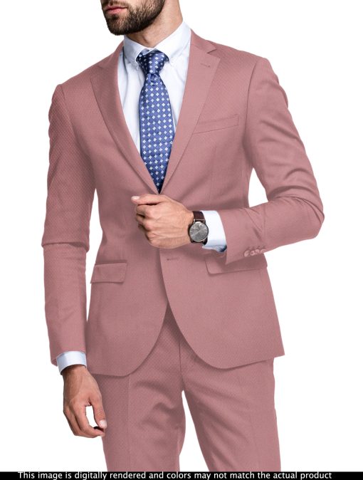 Godstra Men's Terry Rayon  Structured  Unstitched Suiting Fabric (Rose Pink)