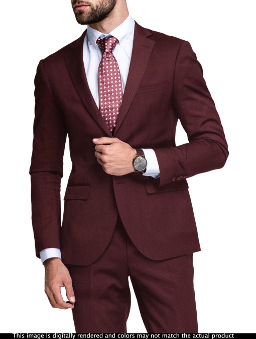 Godstra Men's Terry Rayon  Structured  Unstitched Suiting Fabric (Dark Wine)