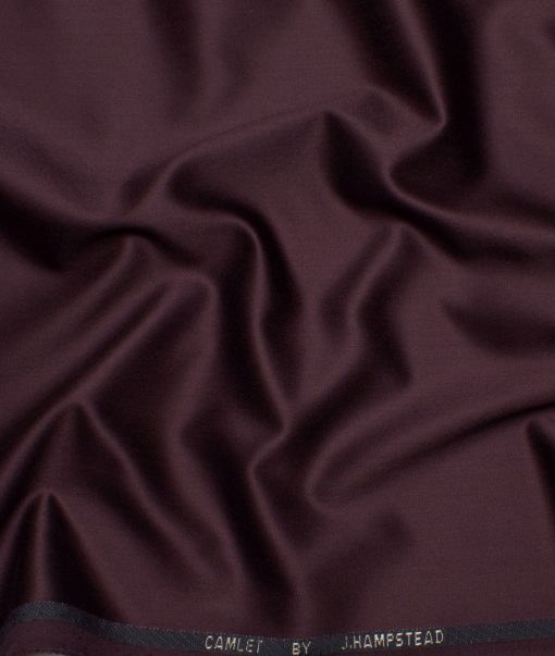 J.Hampstead Men's Terry Rayon  Solids  Unstitched Suiting Fabric (Dark Wine)