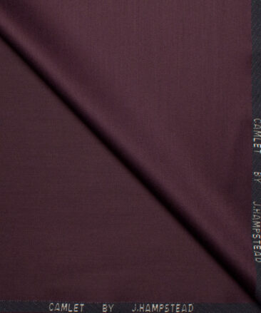 J.Hampstead Men's Terry Rayon  Solids  Unstitched Suiting Fabric (Dark Wine)