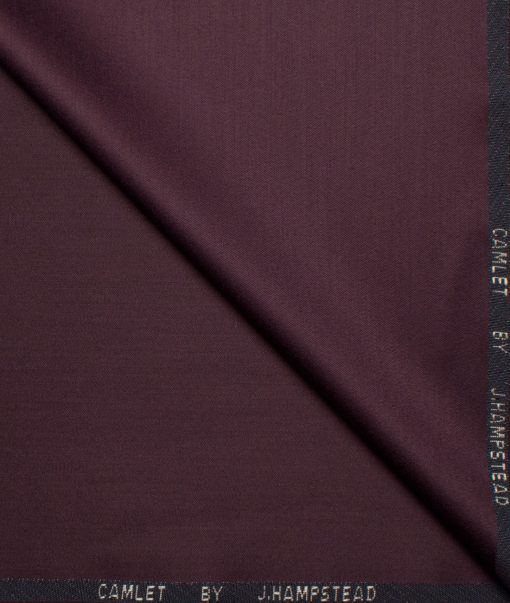 J.Hampstead Men's Terry Rayon  Solids  Unstitched Suiting Fabric (Dark Wine)