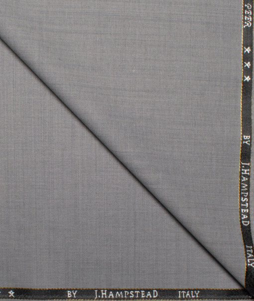 J.Hampstead Italy Men's 20% Wool Super 100's Self Design  Unstitched Suiting Fabric (Light Worsted Grey)