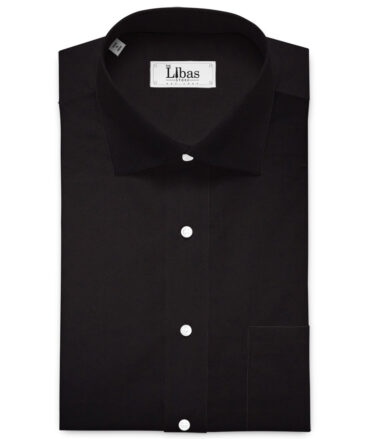 Luthai Men's  Cotton Solids  Unstitched Shirting Fabric (Jet Black)