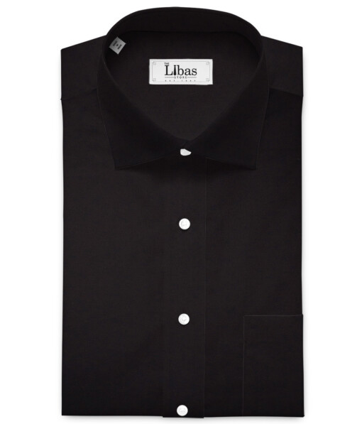 Luthai Men's  Cotton Solids  Unstitched Shirting Fabric (Jet Black)