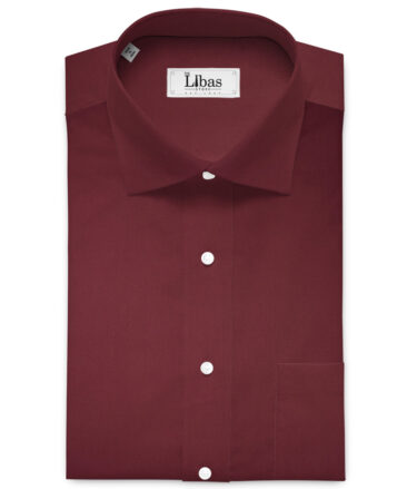 Luthai Men's  Cotton Solids  Unstitched Shirting Fabric (Dark Wine)