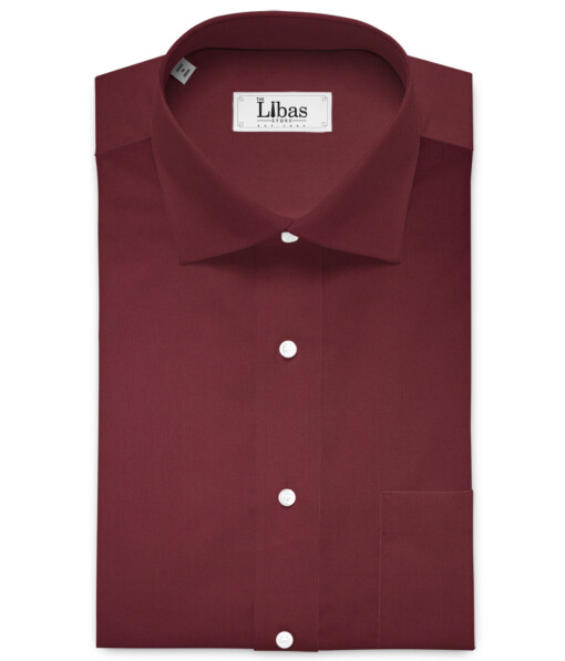 Luthai Men's  Cotton Solids  Unstitched Shirting Fabric (Dark Wine)