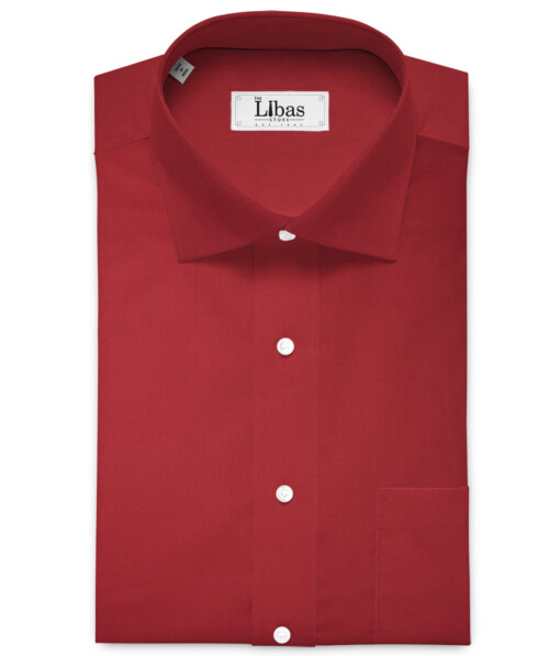 Luthai Men's  Cotton Solids  Unstitched Shirting Fabric (Red)