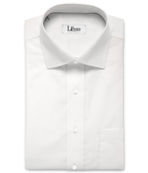 Luthai Men's  Cotton Solids  Unstitched Shirting Fabric (White)