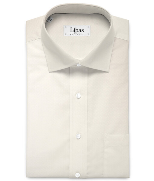 Luthai Men's  Supima Cotton Structured  Unstitched Shirting Fabric (Cream)