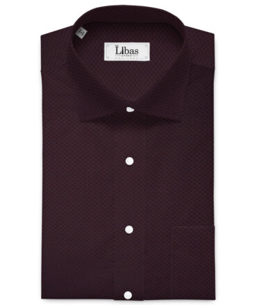 Luthai Men's  Supima Cotton Structured  Unstitched Shirting Fabric (Dark Wine)