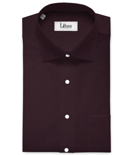 Luthai Men's  Supima Cotton Structured  Unstitched Shirting Fabric (Dark Wine)